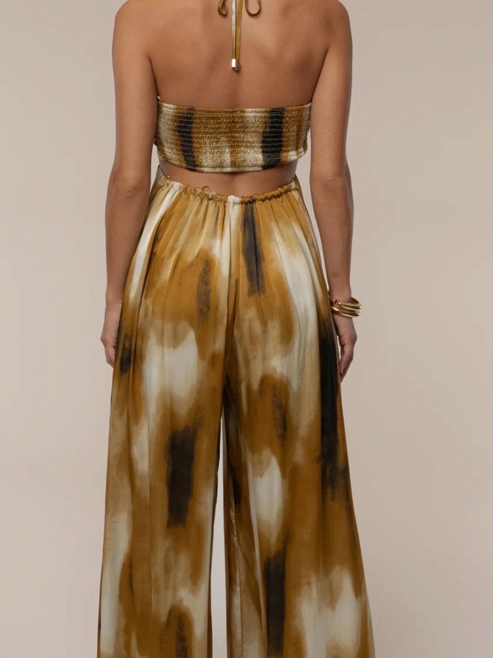 Wide-Leg Tie-Dye Palazzo Pants in Mustard jluxlabel